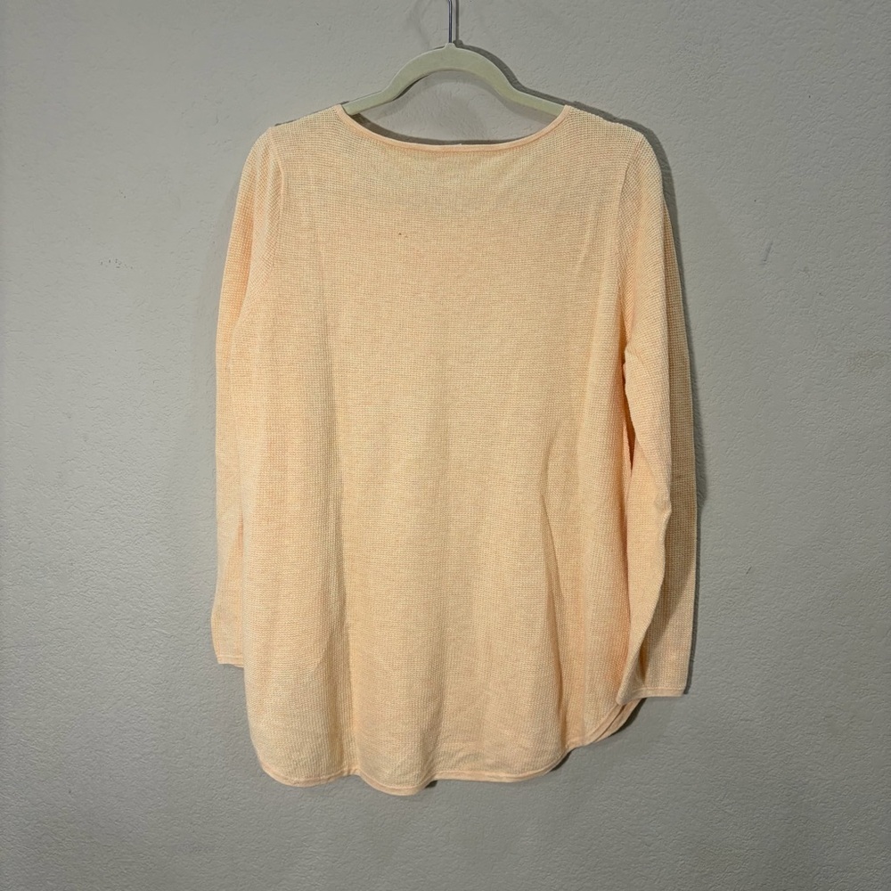 Eileen Fisher linen knit sweater orange long sleeve tunic Sz L Coastal Luxury - Picture 7 of 12